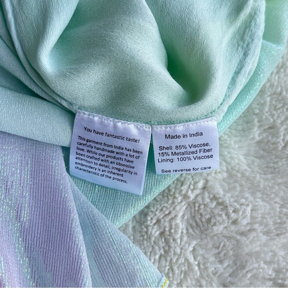 Rococo Sand Zale V-neck Yellow Blue A-Line Maxi Dress S - Picture 11 of 15